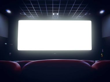 sinema copys ile boş kırmızı sandalye ile sinema iç