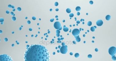 3D render, mavi bakteri, virüs, beyaz gri degrade arka plan üzerinde tıbbi insan sağlık kavramı akan hücre