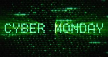 Dijital nokta yeşil ma ile görünen kelime cyber Pazartesi Satılık