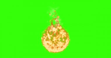 duman chroma anahtar yeşil ekran arka planı, tehlikeli alev kavramı içinde ateşle gerçek alev topu