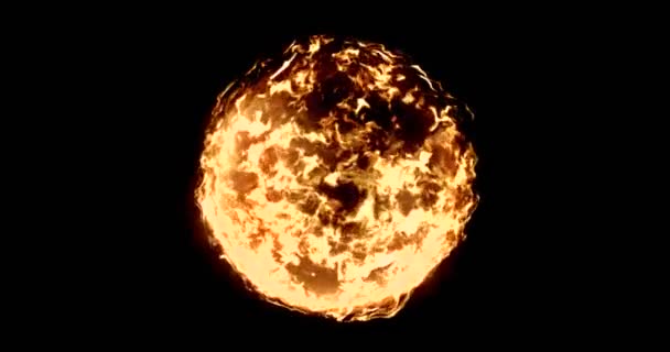 Πραγματικό Μπάλα Φλόγα Φωτιάς Μαύρο Φόντο Επικίνδυνες Φλόγα Έννοια — Αρχείο Βίντεο