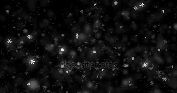 Vánoční Pozadí Černá Obrazovka Sněhové Vločky Padající Sníh Nej Dovolená — Stock video