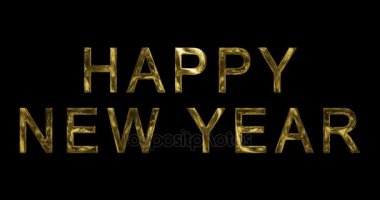 Vintage sarı altın metalik mutlu yeni yıl 2018, 2019, 2020, 2021, 2022 word metni Alfa siyah zemin üzerine ışık refleksi ile kanal, altın lüks tatil mutlu yeni yıl olay kavramı