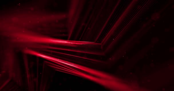 abstrait flux tableau rouge paillettes étincelles lignes avec particules sur fond noir science et concept de recherche 