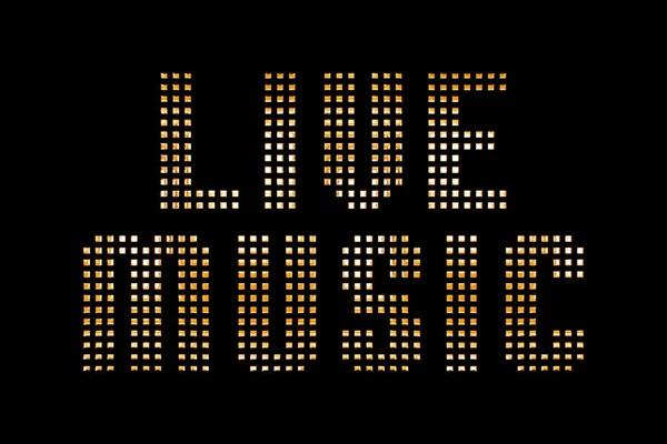 Vintage yellow gold metallic live music word text with light ref — стоковое фото