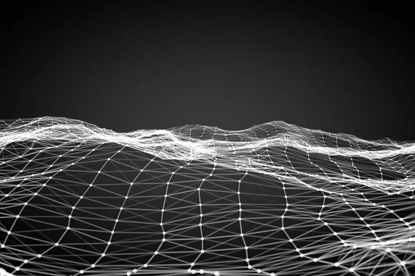 Tecnología abstracta plexo blanco dinámico superficie digital en blac —  Fotos de Stock