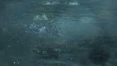 yavaş hareket ağır yağmur su damlaları veya çeşme yüzey sokak, kesintisiz döngü hazır