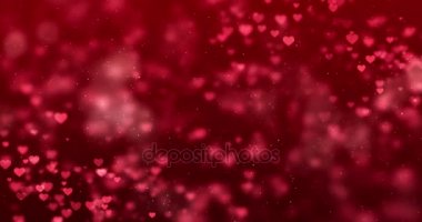 Noel degrade kırmızı degrade arka plan bokeh glitter ve kırmızı kalpler ile şekil akan, Sevgililer günü aşk ilişki tatil olay Festival kavramı, sorunsuz döngü