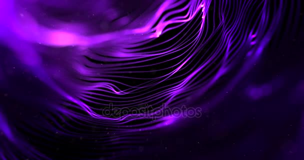 abstrait tableau de flux violet violet paillettes étincelles lignes avec particules sur fond noir science et concept de recherche 