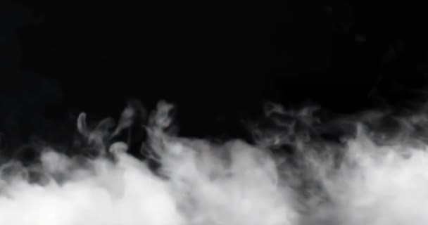 Abstrakter Rauch Der Vor Schwarzem Hintergrund Langsam Durch Den Raum — Stockvideo