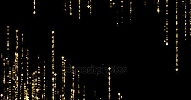 Scintillio Dorato Scintilla Rombo Particelle Bokeh Stelle Che Scorrono Cima — Video Stock