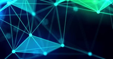 mavi yeşil siyah arka plan üzerinde fütüristik pleksus fraktal etkisi geometrik soyut