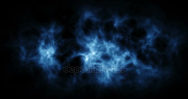 Абстрактная Форма Синий Дым Облако Волновой Эффект Черном Фоне Текущие — стоковое видео