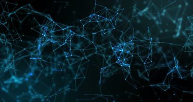 soyut mavi geometrik pleksus hareketi çizgiler ve noktalar siyah zemin üzerine akan