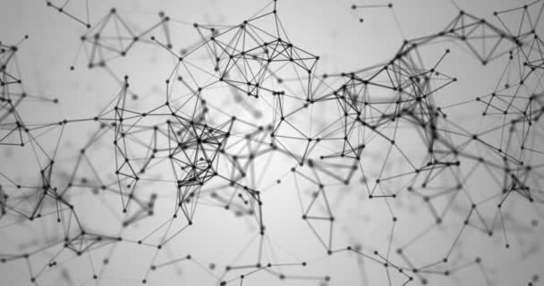 Абстрактний Чорний Геометричний Сплетень Білому Сірому Градієнтному Фоні Лініями Точками — стокове відео