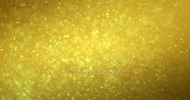 Christmas Digital Glitter Sparks Golden Particles Bokeh Flowing Gold Background — Stock Video