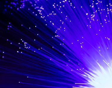 detail of blue growing bunch of optical fibers background, fast  clipart