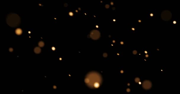 Astratto Oro Bagliore Particelle Bokeh Effetto Scorrevole Sfondo Nero Vacanza — Video Stock