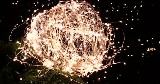 Abstrait Noël Paillettes Lumières Boule Sur Sapin Noël Avec Bokeh — Video