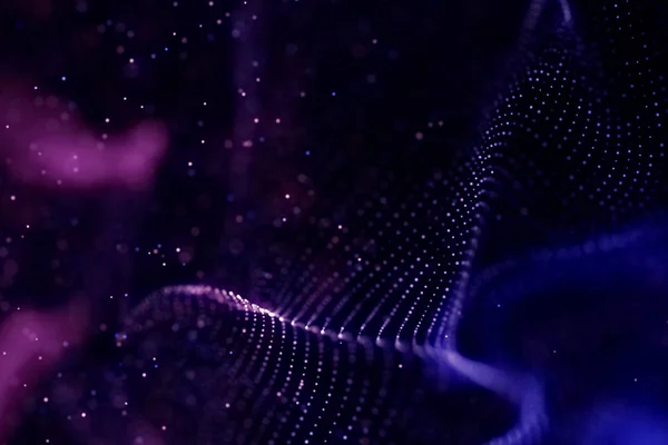Abstrato azul e violeta plexo geométrico fluindo partículas mo — Fotografia de Stock