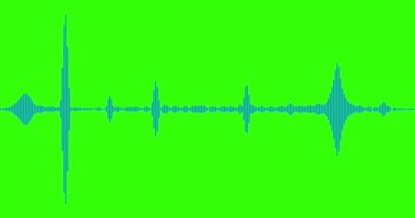 Mavi dijital ekolayzer ses spektrum ses dalgaları chroma anahtar yeşil ekran arka plan üzerinde dikey çizgiler ile stereo ses efekti sinyal