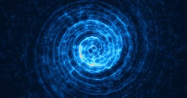 Abstrait Lignes Concentriques Mouvement Paillettes Numériques Étincelle Particules Bleues Avec — Video