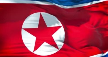 Kuzey Kore bayrağı sallayarak doku kumaş arka plan, Kuzey ve Güney Kore, Kore risk nükleer bomba savaş kavramı krizi
