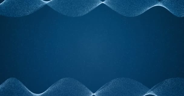 抽象3D 渲染帧数字闪光在蓝色背景下以波浪形流动运动为蓝色粒子 新技术概念 — 图库视频影像