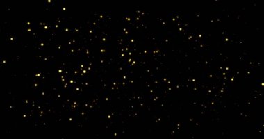 Noel dijital glitter altın parçacıkları bokeh akan hareket siyah arka plan üzerine, holiday xmas mutlu yeni yıl olay sparks.