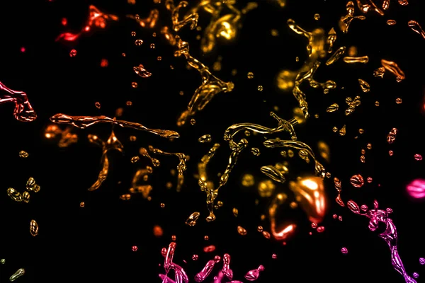 Abstrakte Süßwasser Splash Multi-Color-Effekt mit Tropfen auf bla — Stockfoto