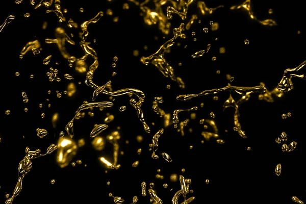 Abstrakte goldene metallische Wasserspritzer luxuriöser Goldeffekt mit dr — Stockfoto