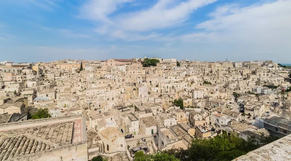 Panoramic view of typical stones Sassi di Matera and church of M — Stock Photo, Image
