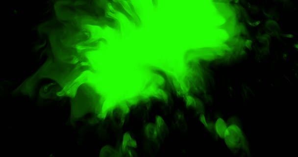 抽象的なペイントブラシストローク形状白インクスプラッタ流れるとクロマキーグリーン画面上で洗浄,インクスプラッタスプラッシュ — ストック動画