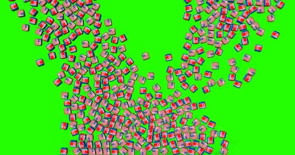 Norte Coréia Eua Monte Dados Com Bandeira Coréia Norte Eua — Vídeo de Stock