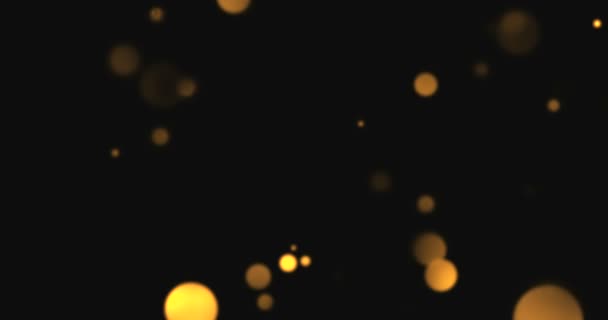 Abstrakte kreisförmige goldene Funkeln glitzern Bokeh fließende Bewegung auf schwarzem Hintergrund, Gratulation Gratulation Party happy new — Stockvideo