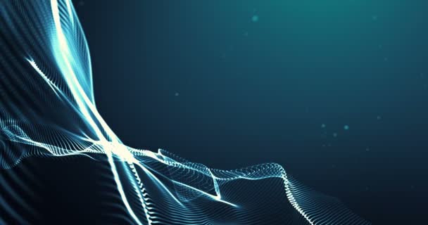 Astratto rendering 3d, tecnologia plesso blu dinamico movimento digitale superficie su gradiente blu con sfondo chiaro , — Video Stock