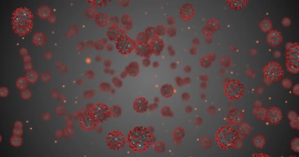 Rendering Animation Coronavirus Zellen Covid Influenza Auf Grauem Gradienten Hintergrund — Stockvideo