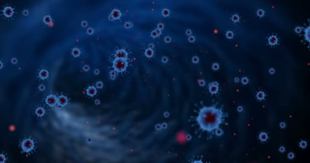 Rendering Animation Blå Coronavirus Celler Covid Influensa Som Flyter Abstrakt — Stockvideo