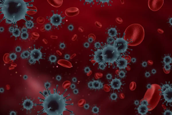 Rendering Coronavirus Blood Cells Covid Influenza Flowing Artery Background Dangerous — Stock Photo, Image