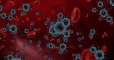 Atardamar zemininde 3 boyutlu görüntüleme, koronavirüs ve kan hücreleri covid-19 influenza salgın hastalıklar için tıbbi risk kavramı olarak tehlikeli grip gerilimi vakaları olarak dolaşmaktadır.