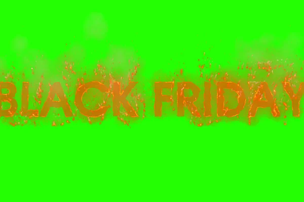 Written Black Friday Word Flames Rising Chroma Key Green Screen — Stock Photo, Image