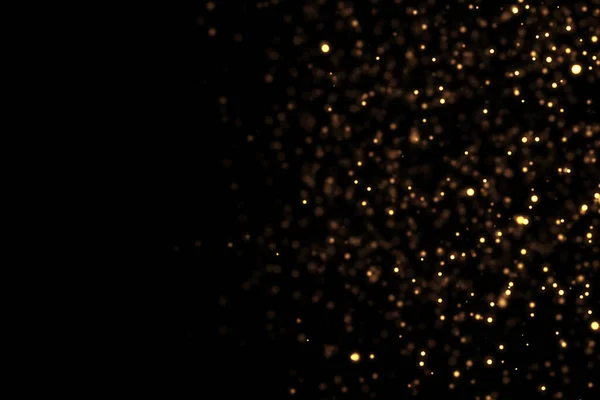 クリスマスのデジタルグリッターのフレームは 黒の背景に流れる黄金の粒子垂直ストリップを火花休日のイベントお祝い — ストック写真