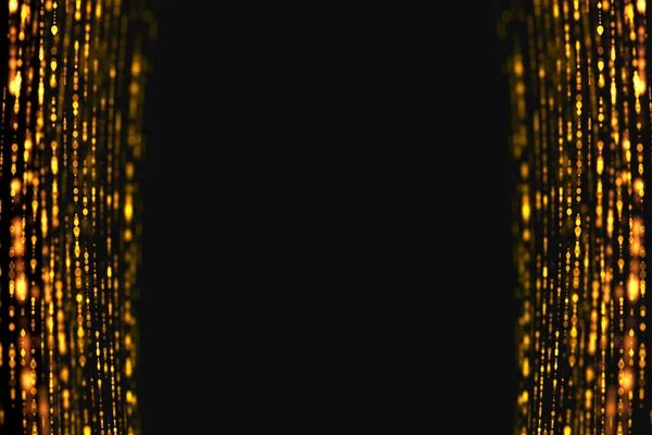 Рамка Різдвяного Цифрового Блиску Іскри Золоті Частинки Вертикальні Смуги Течуть — стокове фото