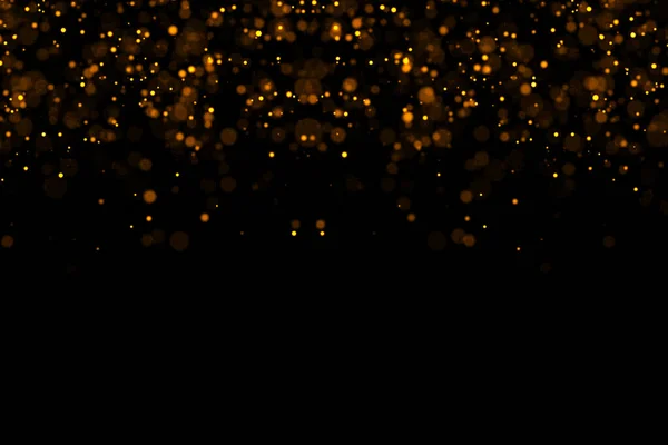 Waterfalls Golden Glitter Sparkle Bubbles Champagne Particles Stars Black Background — Stock Photo, Image