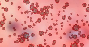 3D canlandırma, mavi koronavirüs hücreleri covid-19 influenza gri gradyan arka plan ve krom anahtar yeşil ekran tehlikeli grip virüsü vakaları olarak salgın hastalık riski hücreleri konsepti olarak