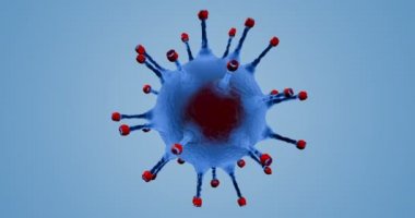 3D canlandırma, mavi koronavirüs hücreleri covid-19 influenza gri gradyan arka plan ve krom anahtar yeşil ekran tehlikeli grip virüsü vakaları olarak salgın hastalık riski hücreleri konsepti olarak