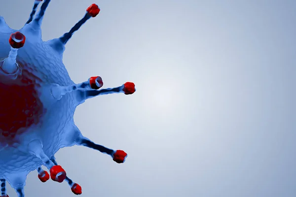 Rendering Animation Blue Coronavirus Cells Covid Influenza Flowing Blue Gradient — Stock Photo, Image