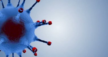 3D canlandırma, mavi koronavirüs hücreleri covid-19 influenza gri gradyan arka plan ve krom anahtar yeşil ekran tehlikeli grip virüsü vakaları olarak salgın hastalık riski hücreleri konsepti olarak