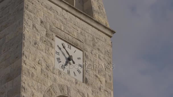 Old bell tower with clocks — Stock Video