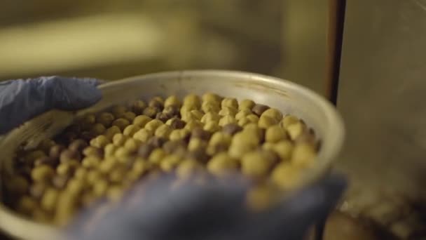 Nalití čokolády na ořechy — Stock video